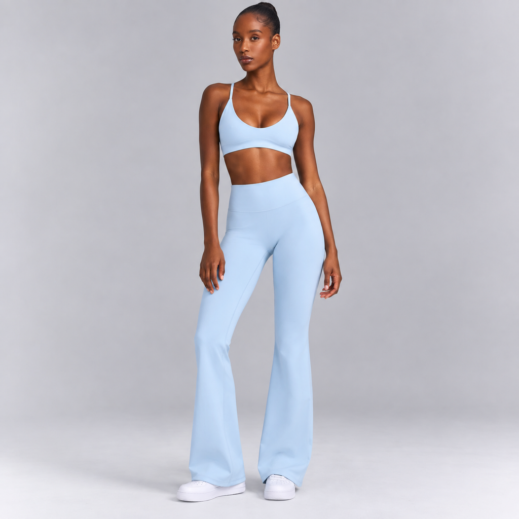 High-Waisted Flare Pants - Pink