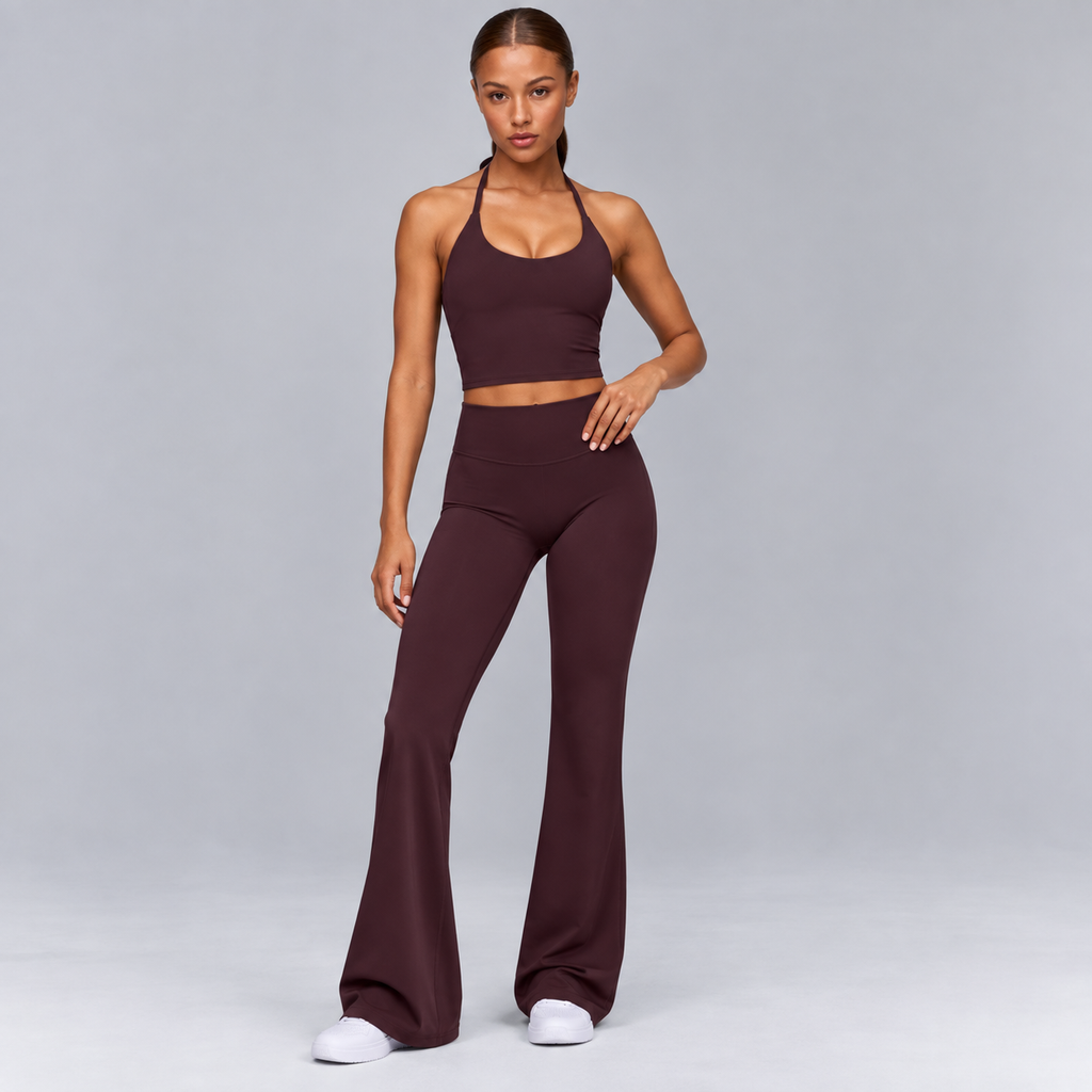High-Waisted Flare Pants - Pink