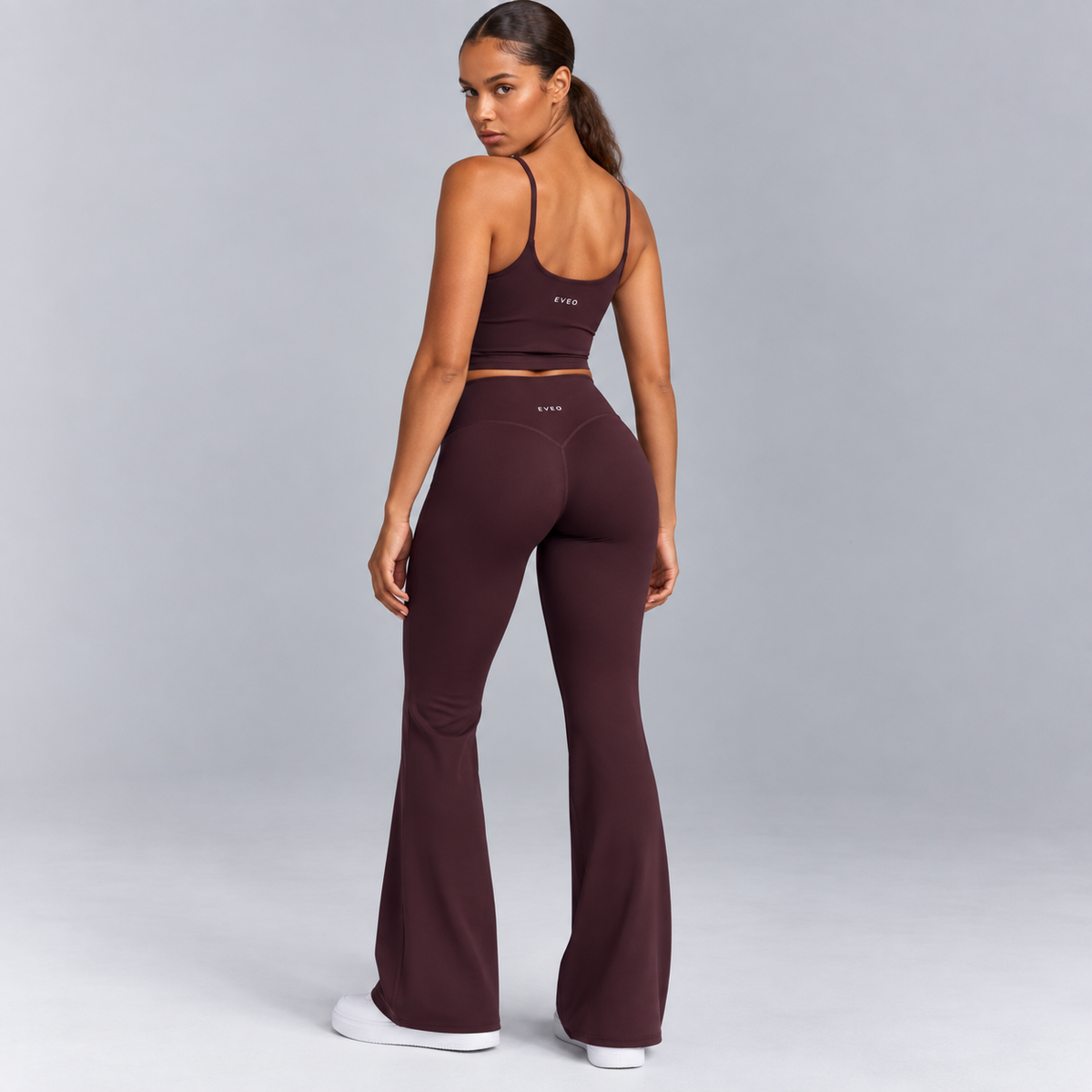 High-Waisted Flare Pants -Navy
